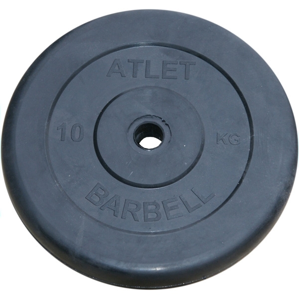 диск обрезиненный черный mb barbell atlet d-26 10кг